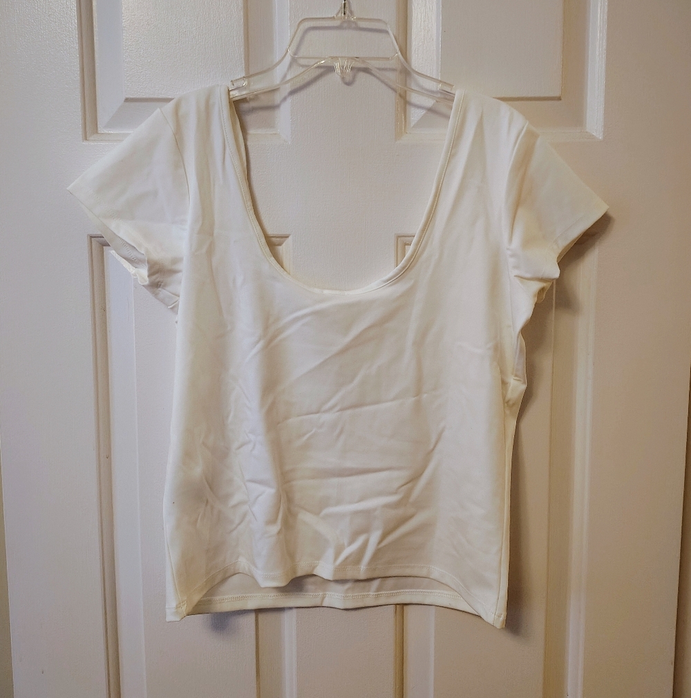 Cotton:On Thick White Double Scoop Neck Top - Picture 7 of 7